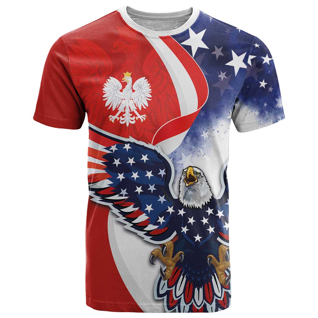 Polish American Heritage Month T Shirt USA Eagle and Poland Eagle with National Flag - Shopicos