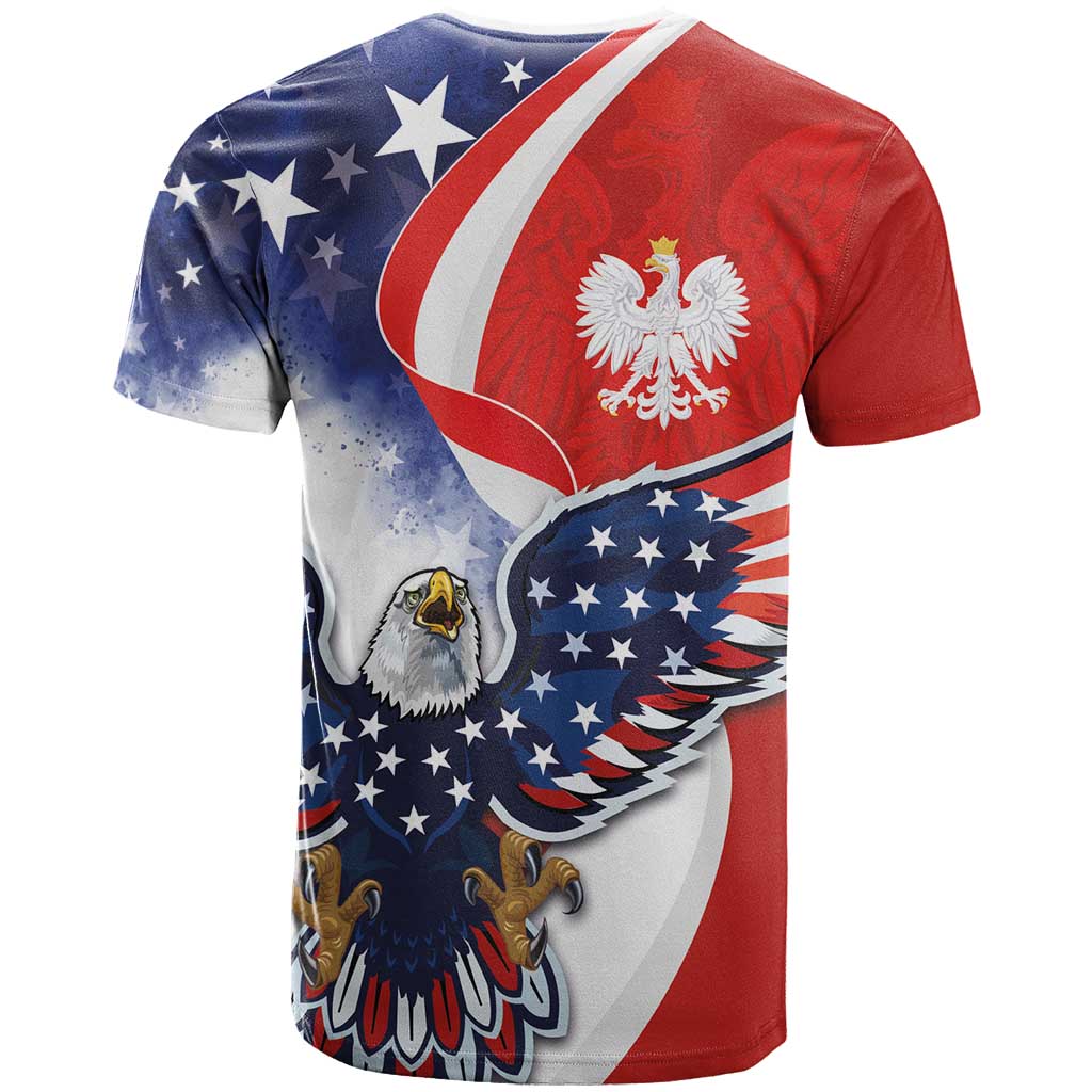 Polish American Heritage Month T Shirt USA Eagle and Poland Eagle with National Flag - Shopicos