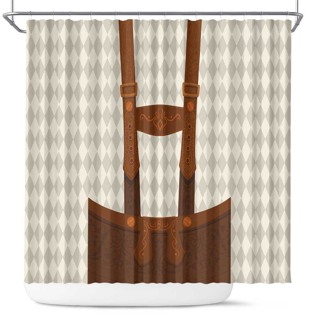 Traditional German Costume - Lederhosen Shower Curtain Old Vintage Bavarian Pattern - Shopicos