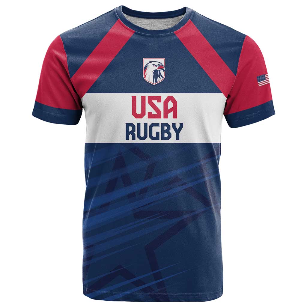 Custom USA Rugby 2024 T Shirt Eagles Reigns Supreme Blue Version LT05 - Shopicos