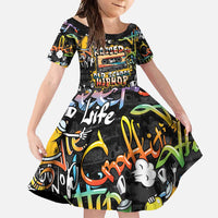 Raised On Hip Hop Family Matching Mermaid Dress and Hawaiian Shirt Graffiti Art Style - Shopicos