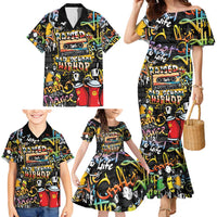 Raised On Hip Hop Family Matching Mermaid Dress and Hawaiian Shirt Graffiti Art Style - Shopicos