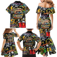 Raised On Hip Hop Family Matching Mermaid Dress and Hawaiian Shirt Graffiti Art Style - Shopicos