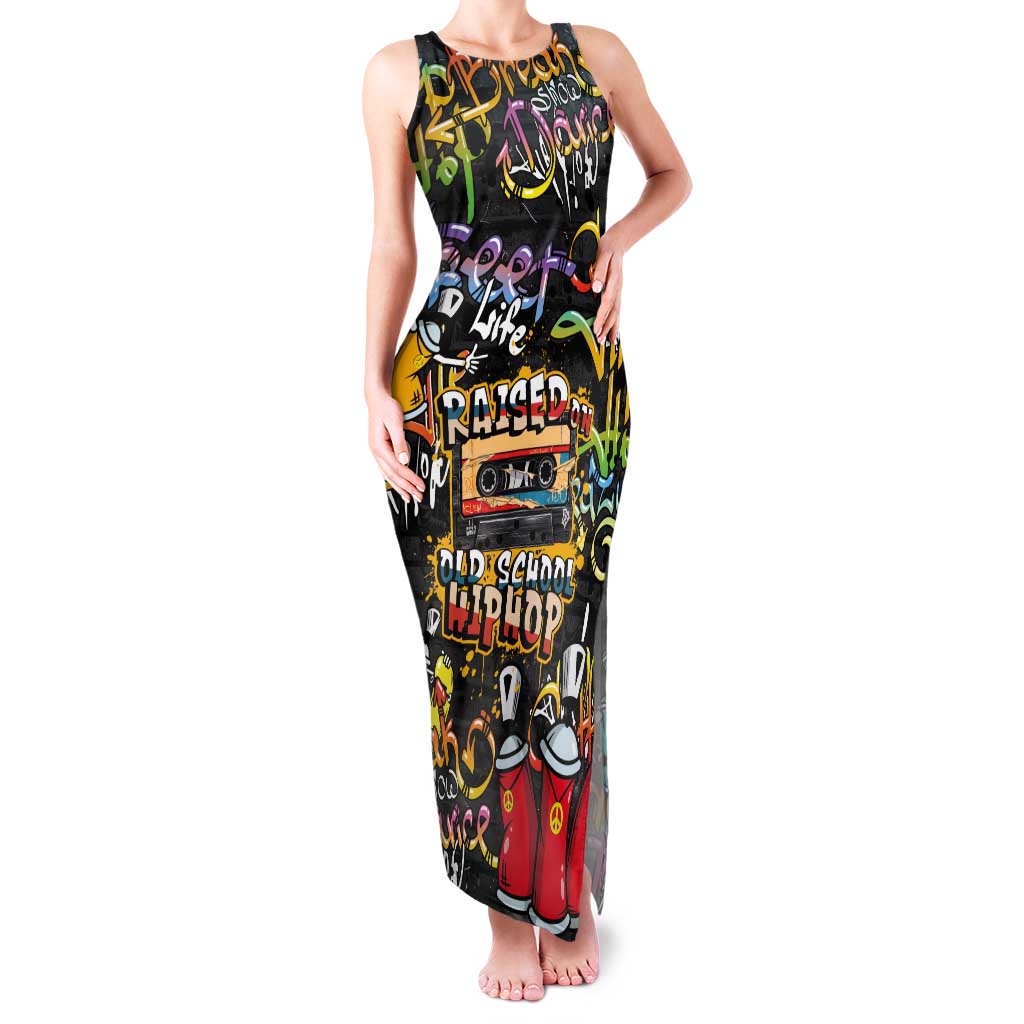 Raised On Hip Hop Tank Maxi Dress Graffiti Art Style - Shopicos