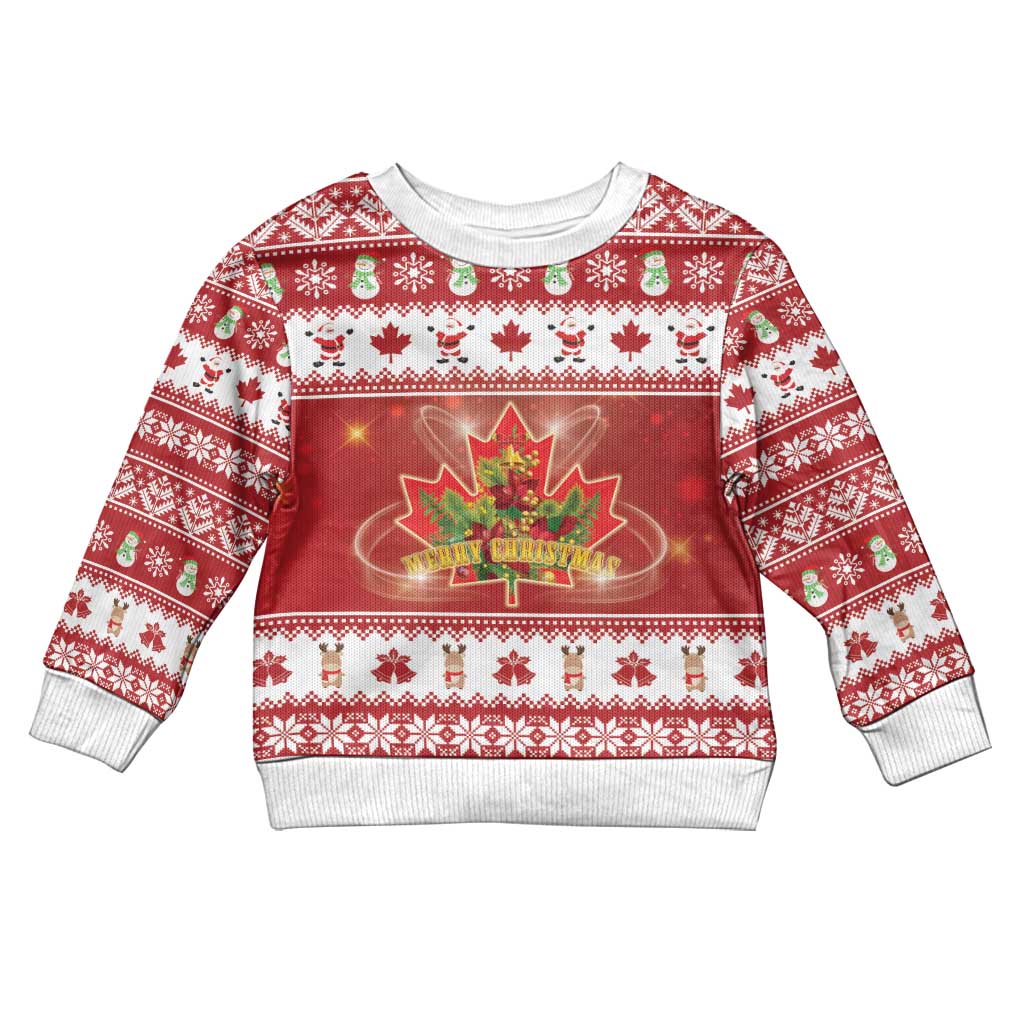 Merry Christmas Canada Kid Ugly Christmas Sweater Festive Maple Leaf Xmas - Shopicos
