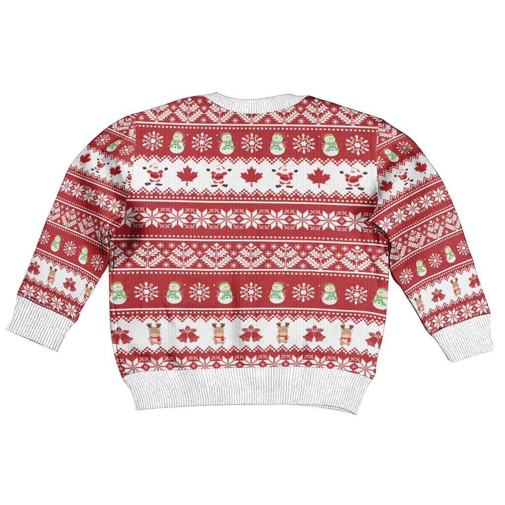 Merry Christmas Canada Kid Ugly Christmas Sweater Festive Maple Leaf Xmas - Shopicos