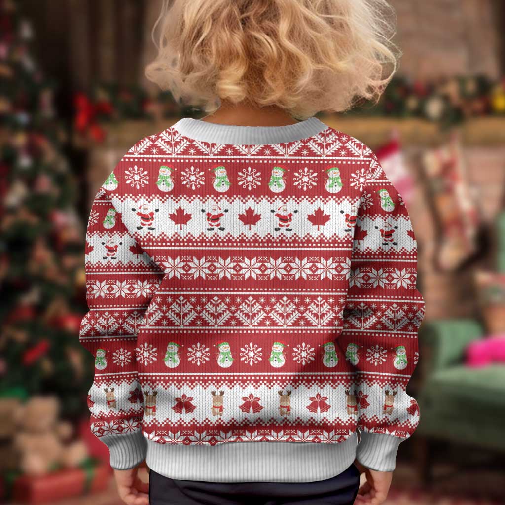 Merry Christmas Canada Kid Ugly Christmas Sweater Festive Maple Leaf Xmas - Shopicos