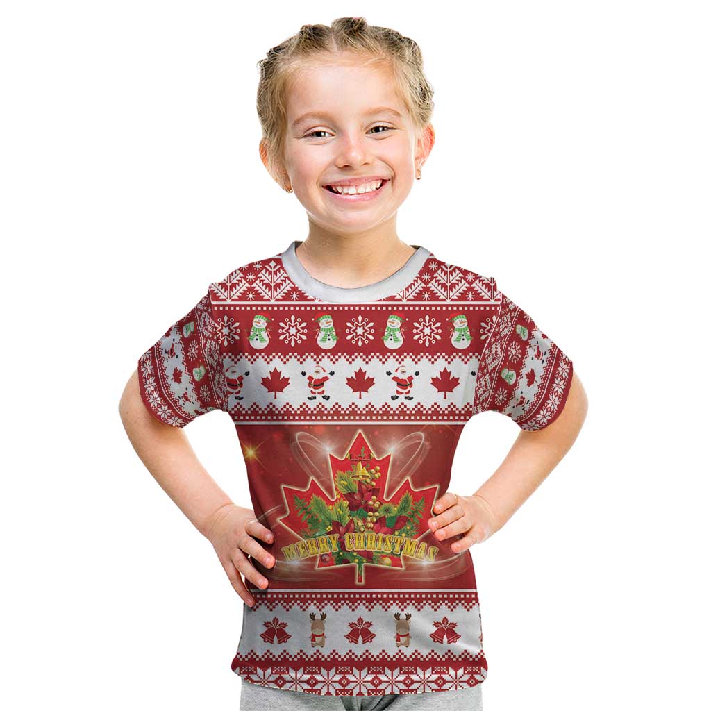 Merry Christmas Canada Kid T Shirt Festive Maple Leaf Xmas - Shopicos