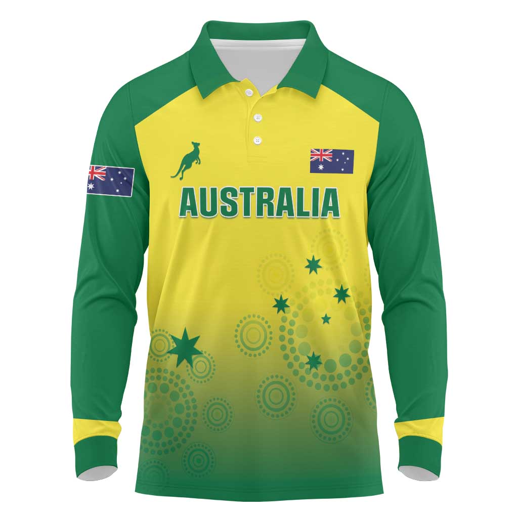 Custom Australia Cricket Long Sleeve Polo Shirt Go Champions Aussies LT05 - Shopicos