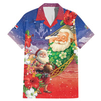 Dominican Republic Christmas Family Matching Mermaid Dress and Hawaiian Shirt Santa Relaxing On The Beach - Shopicos
