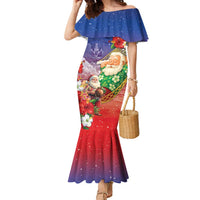 Dominican Republic Christmas Family Matching Mermaid Dress and Hawaiian Shirt Santa Relaxing On The Beach - Shopicos