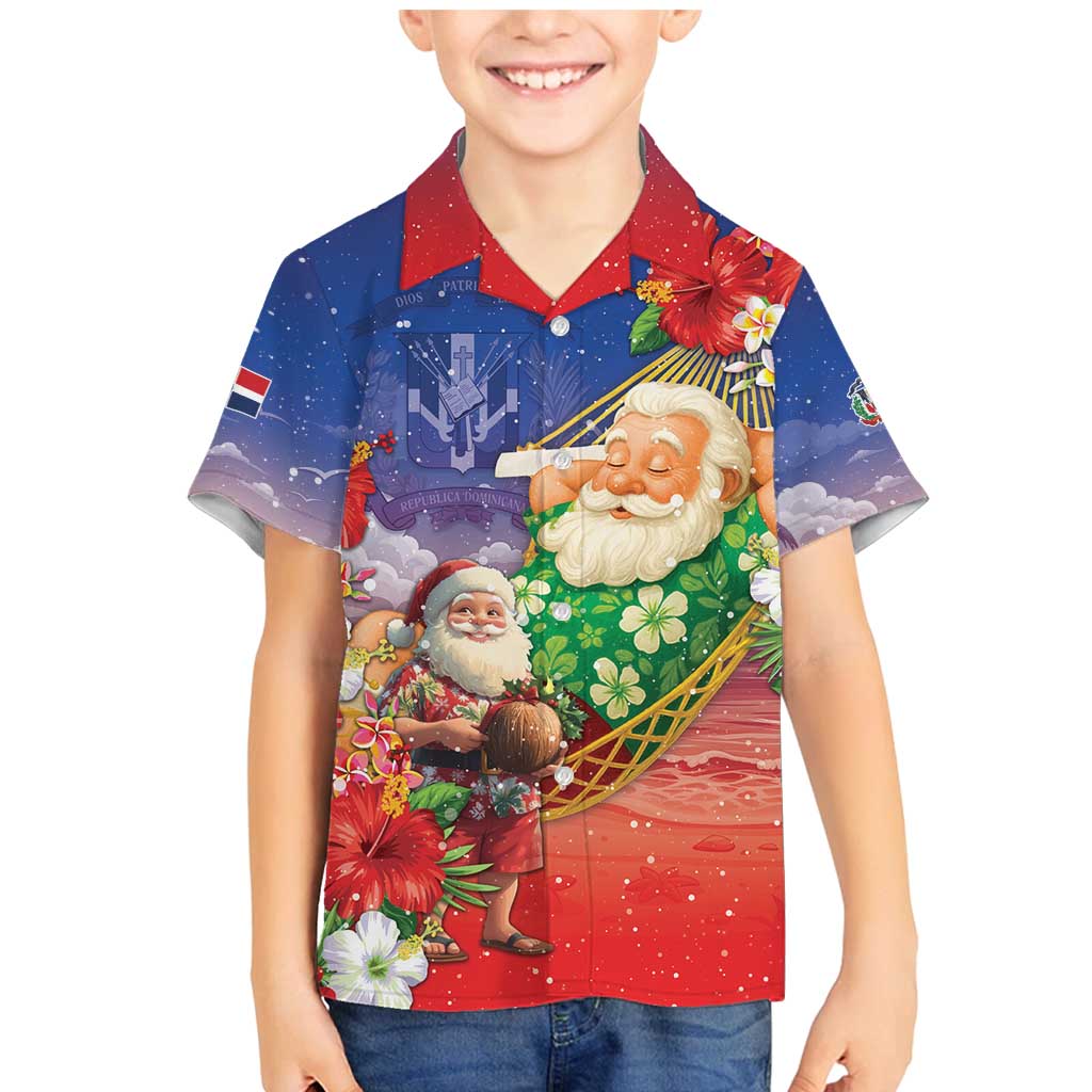 Dominican Republic Christmas Family Matching Mermaid Dress and Hawaiian Shirt Santa Relaxing On The Beach - Shopicos