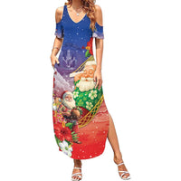 Dominican Republic Christmas Summer Maxi Dress Santa Relaxing On The Beach - Shopicos