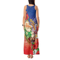 Dominican Republic Christmas Tank Maxi Dress Santa Relaxing On The Beach - Shopicos