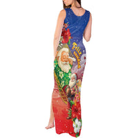 Dominican Republic Christmas Tank Maxi Dress Santa Relaxing On The Beach - Shopicos
