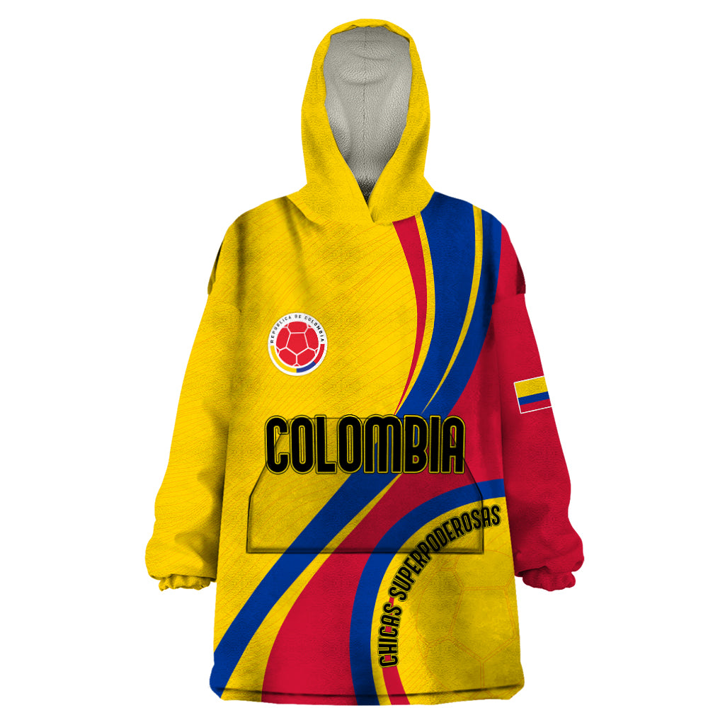Personalised Colombia Football Wearable Blanket Hoodie World Cup 2023 Chicas Superpoderosas - Shopicos