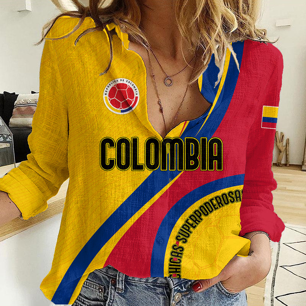 Personalised Colombia Football Women Casual Shirt World Cup 2023 Chicas Superpoderosas - Shopicos