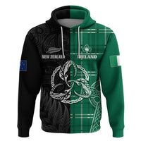 Personalised New Zealand Mix Ireland Rugby Hoodie Celtic Knot Mix Silver Ferns - Shopicos