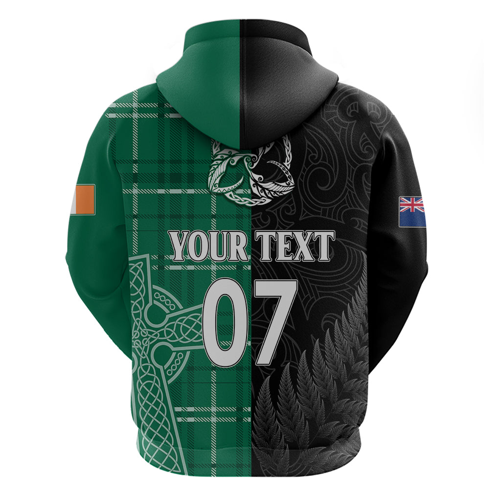 Personalised New Zealand Mix Ireland Rugby Hoodie Celtic Knot Mix Silver Ferns - Shopicos