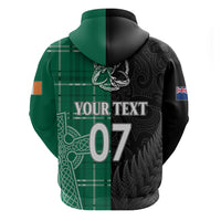 Personalised New Zealand Mix Ireland Rugby Hoodie Celtic Knot Mix Silver Ferns - Shopicos