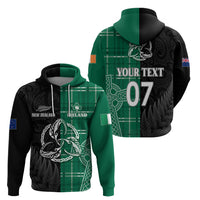 Personalised New Zealand Mix Ireland Rugby Hoodie Celtic Knot Mix Silver Ferns - Shopicos