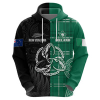 Personalised New Zealand Mix Ireland Rugby Hoodie Celtic Knot Mix Silver Ferns - Shopicos