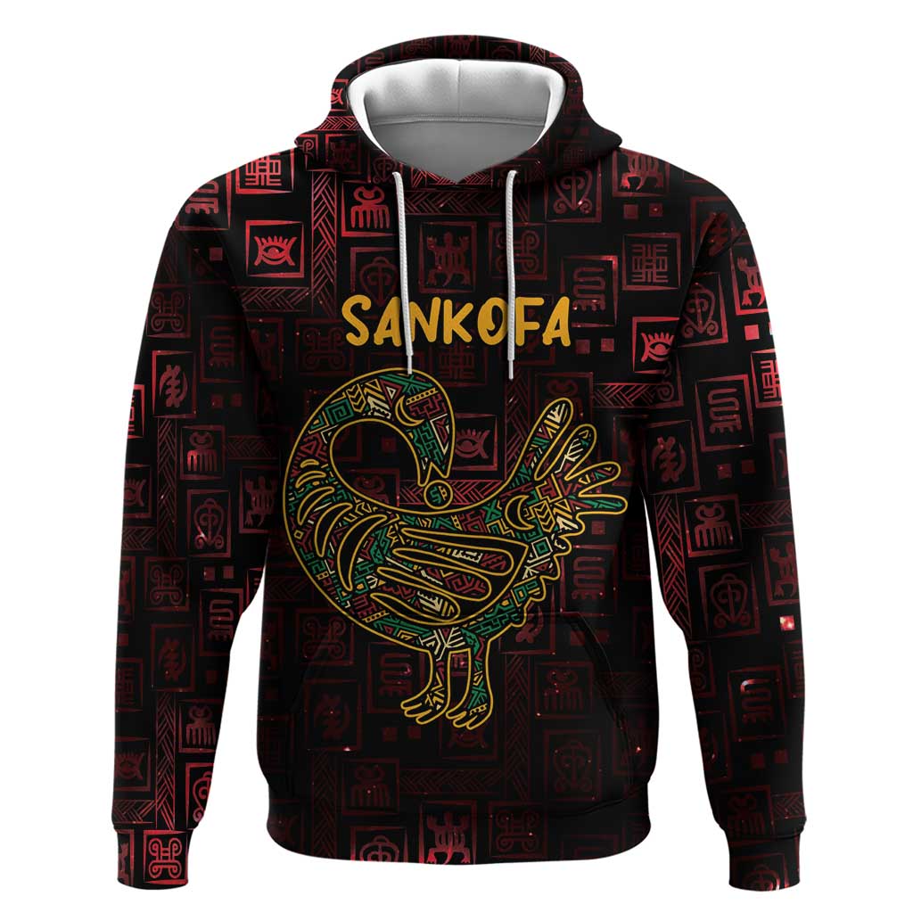 Africa Adinkra Symbol Hoodie Sankofa Bird - Cosmic Red - Shopicos