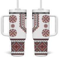 Ukraine Vyshyvanka Inspired Patterns Tumbler With Handle White