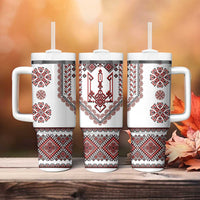 Ukraine Vyshyvanka Inspired Patterns Tumbler With Handle White
