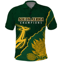 Personalised South Africa Rugby 2023 Polo Shirt Bokke Champions Kente Ethnic - Shopicos