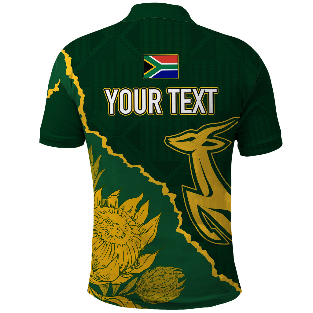 Personalised South Africa Rugby 2023 Polo Shirt Bokke Champions Kente Ethnic - Shopicos