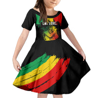 Jamaica Reggae Family Matching Short Sleeve Bodycon Dress and Hawaiian Shirt Legend Bob Sketch Style One Love - Shopicos