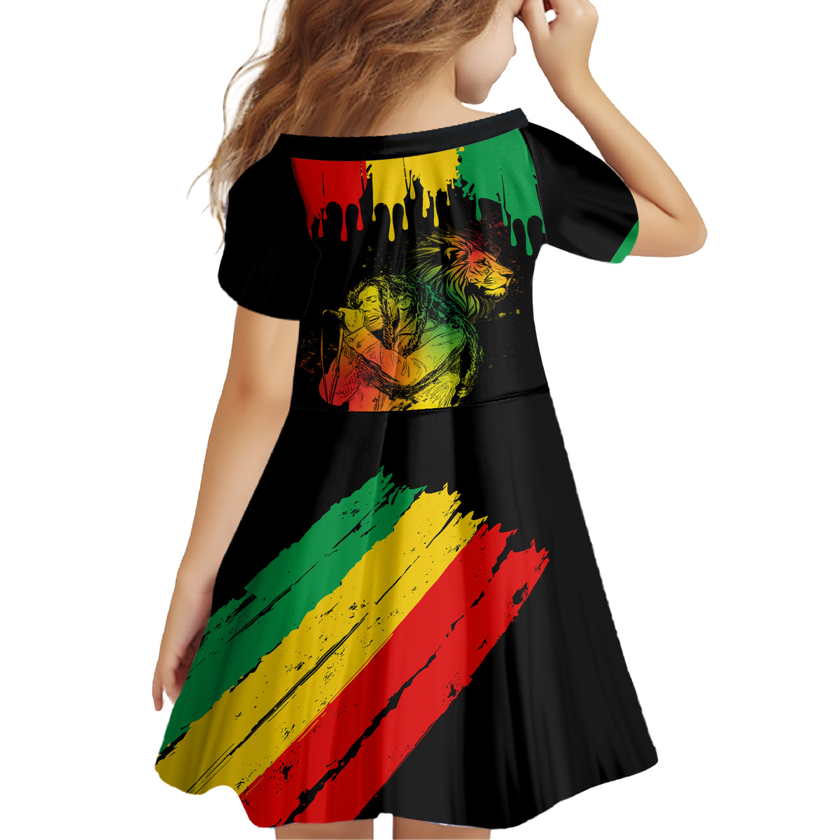 Jamaica Reggae Family Matching Short Sleeve Bodycon Dress and Hawaiian Shirt Legend Bob Sketch Style One Love - Shopicos