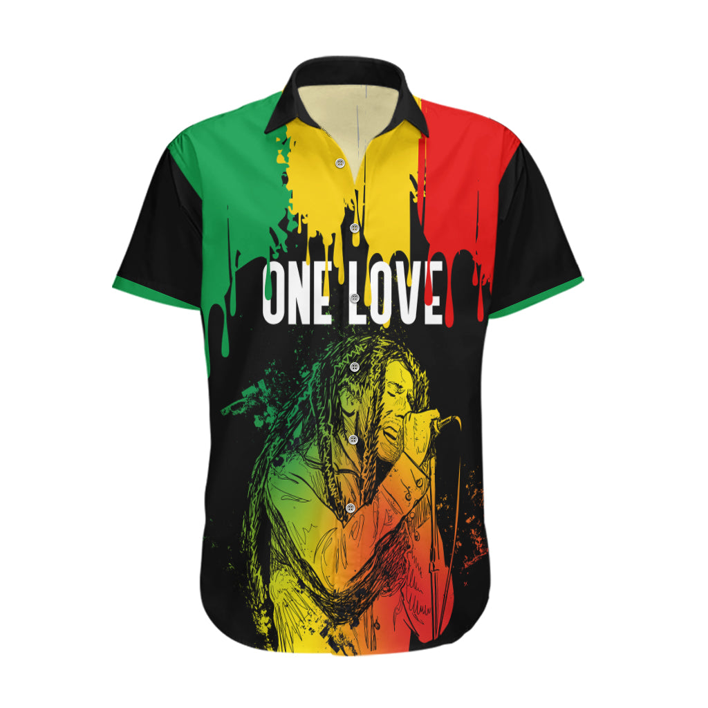 Jamaica Reggae Hawaiian Shirt Legend Bob Sketch Style One Love - Shopicos