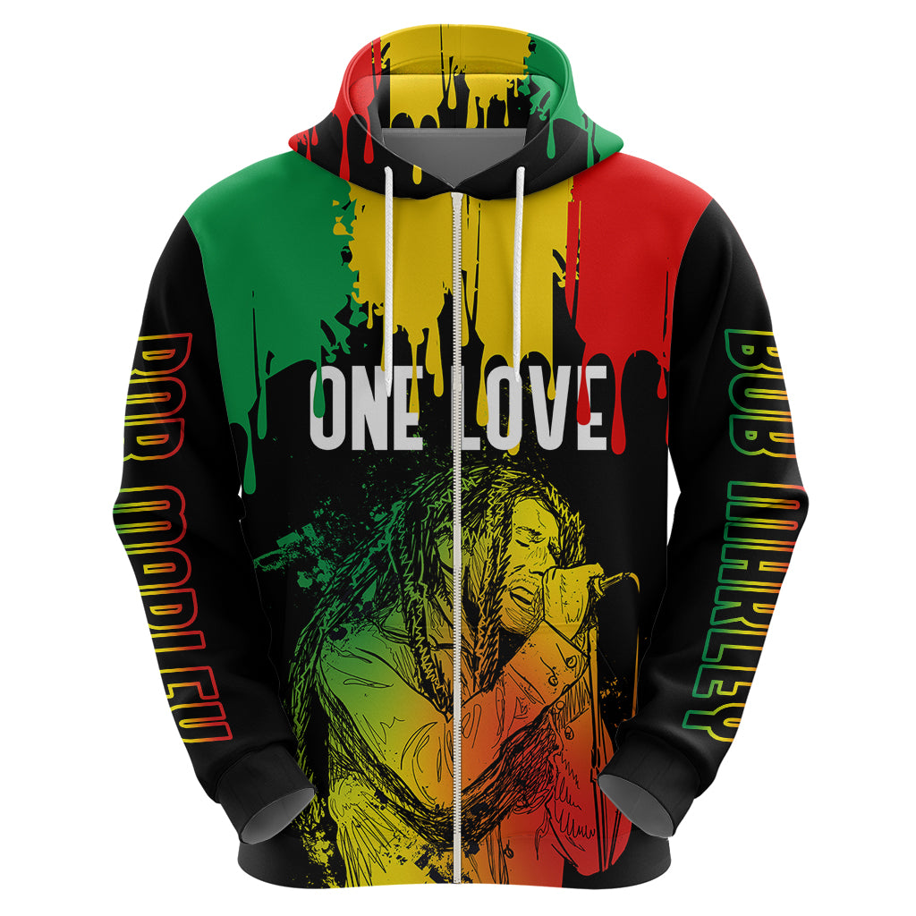 Jamaica Reggae Hoodie Legend Bob Sketch Style One Love - Shopicos
