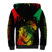 Jamaica Reggae Sherpa Hoodie Legend Bob Sketch Style One Love - Shopicos