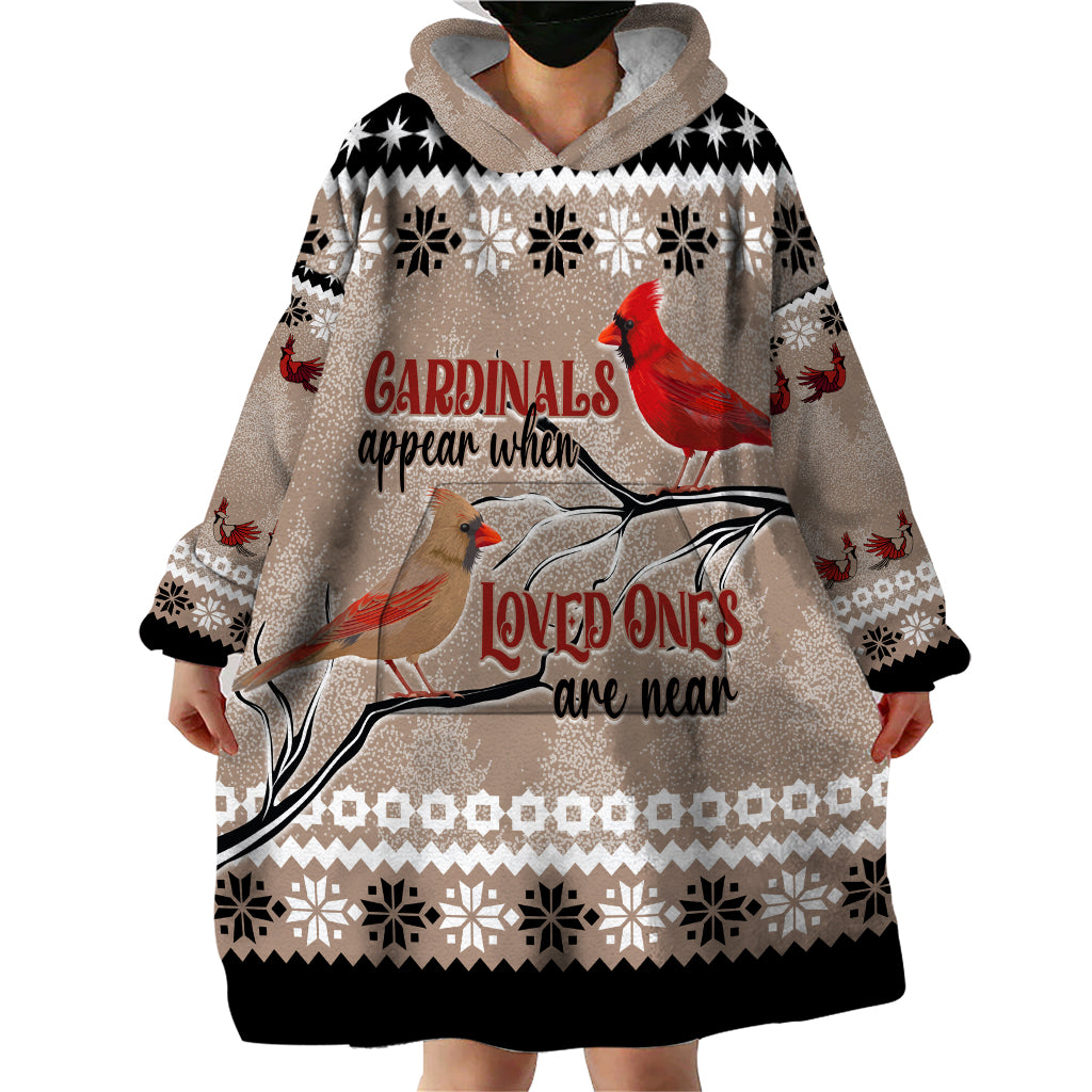 Chrismas Cardinal Birds Wearable Blanket Hoodie Cardinals Appear When Loved Ones Are Near - Shopicos