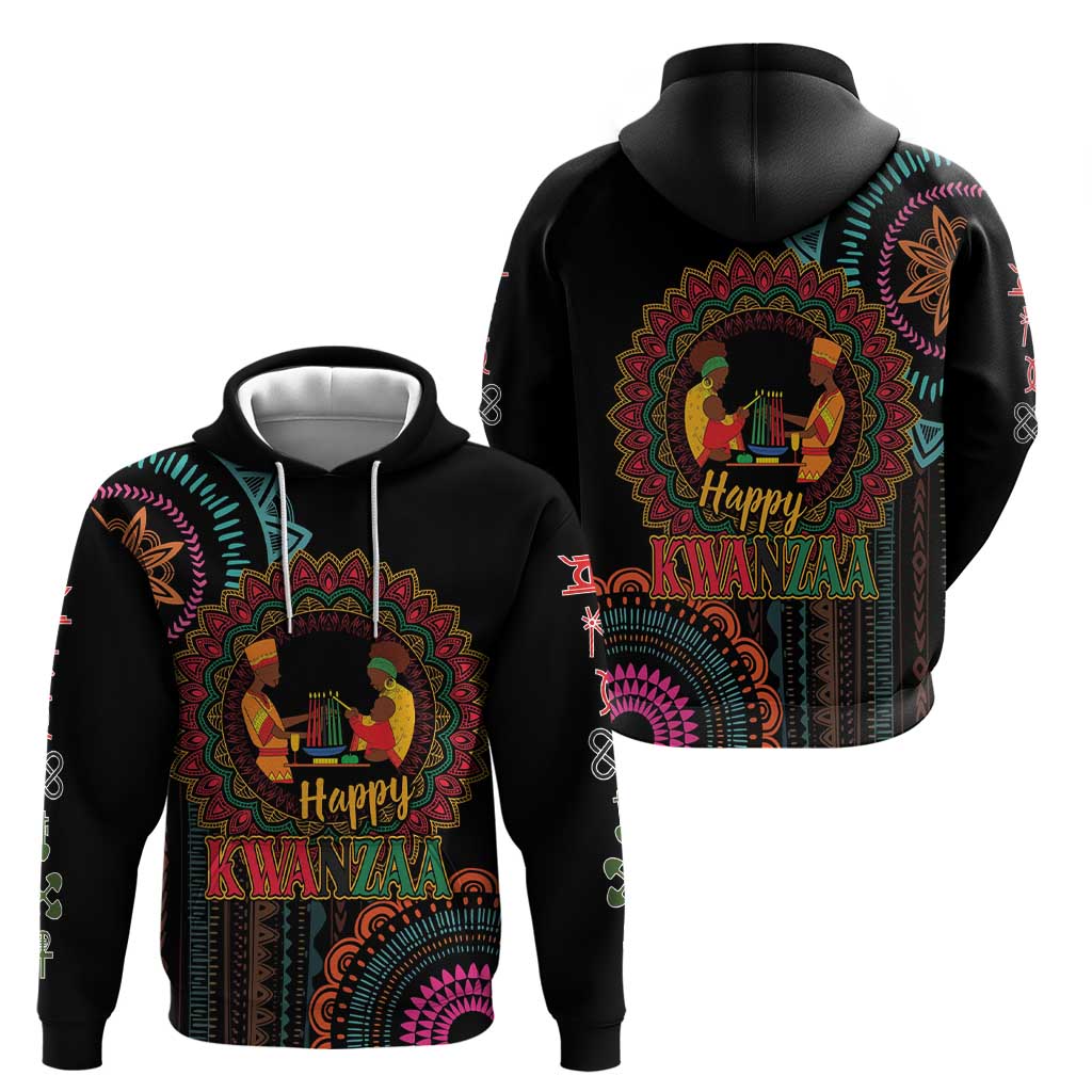 Happy Kwanzaa African Hoodie Mandala Mix Nguzo Saba - Shopicos