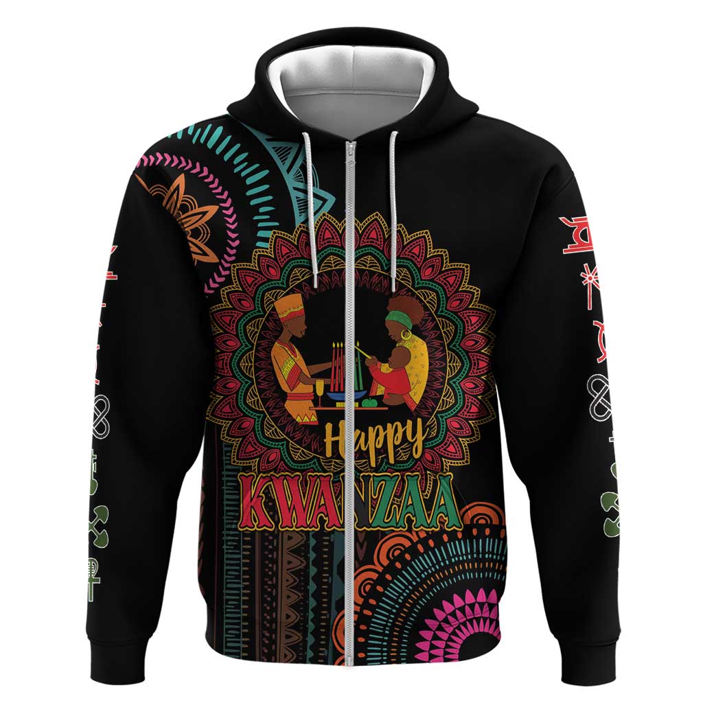 Happy Kwanzaa African Hoodie Mandala Mix Nguzo Saba - Shopicos