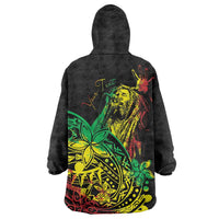 Personalised Reggae Jawaiian Festive Wearable Blanket Hoodie Mix Polynesian - Shopicos