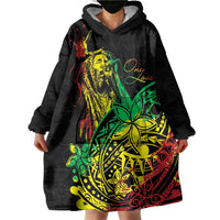 Personalised Reggae Jawaiian Festive Wearable Blanket Hoodie Mix Polynesian - Shopicos