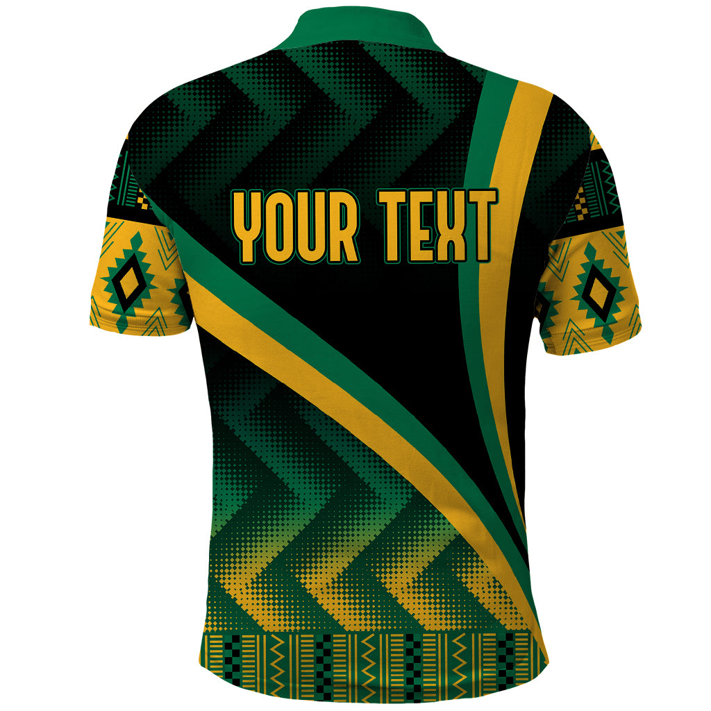 Personalised Jamaica Polo Shirt Kente Pattern Basic - Black - Shopicos