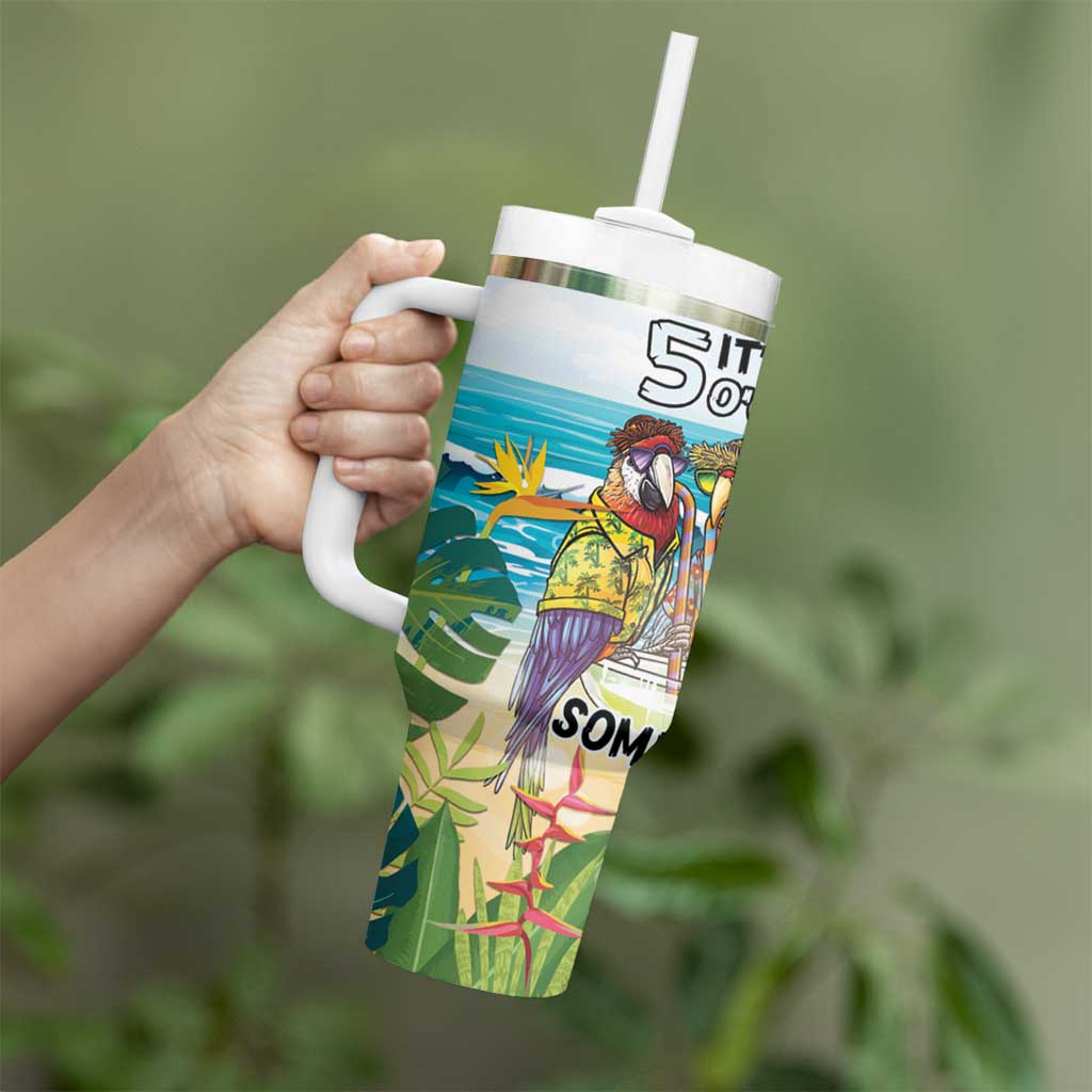 It's 5 o'clock Somewhere Tumbler With Handle Beach Party - Shopicos
