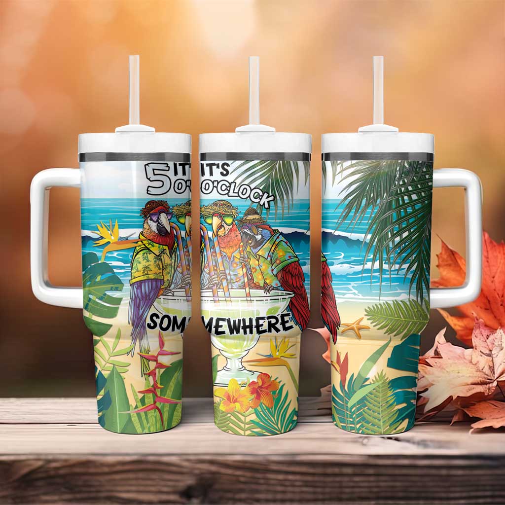 It's 5 o'clock Somewhere Tumbler With Handle Beach Party - Shopicos