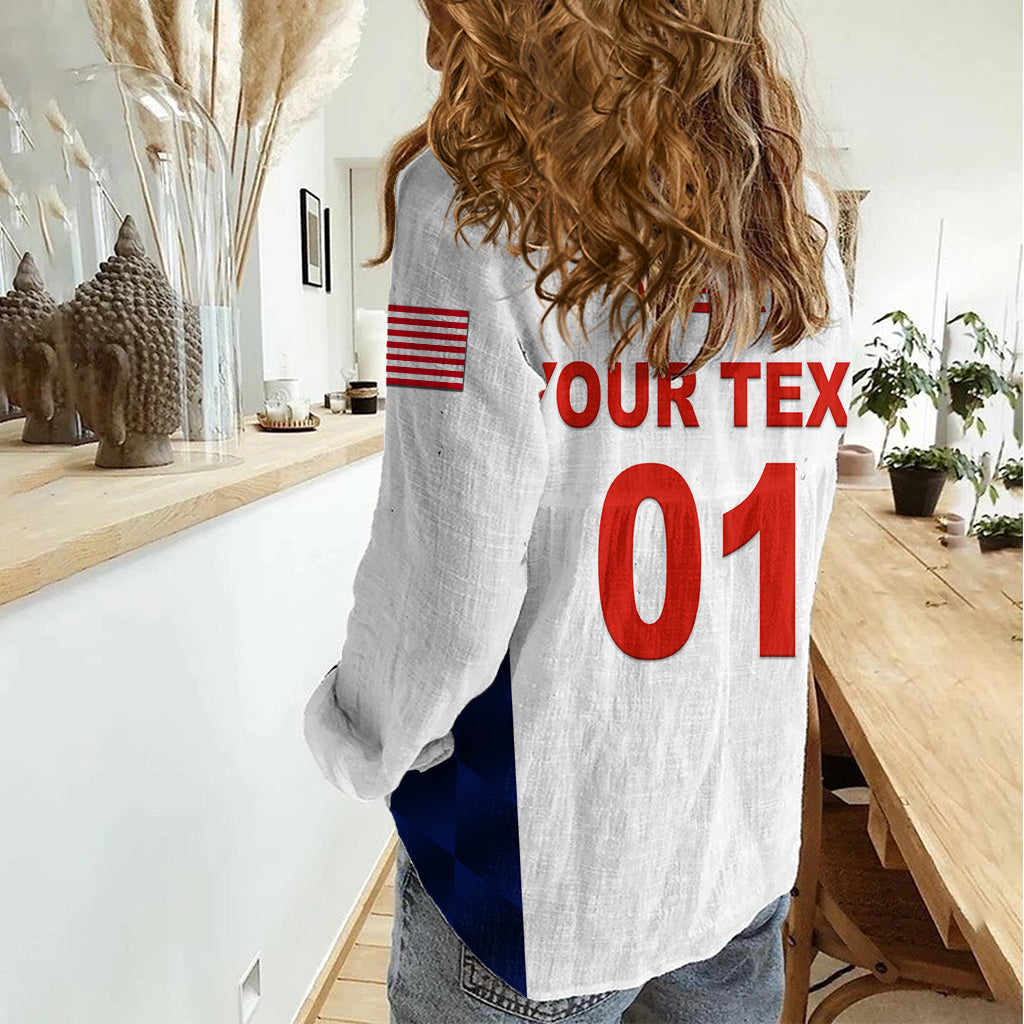 (Custom Personalised) United States National Cricket Women Casual Shirt Team USA Cricket White LT8 - Shopicos