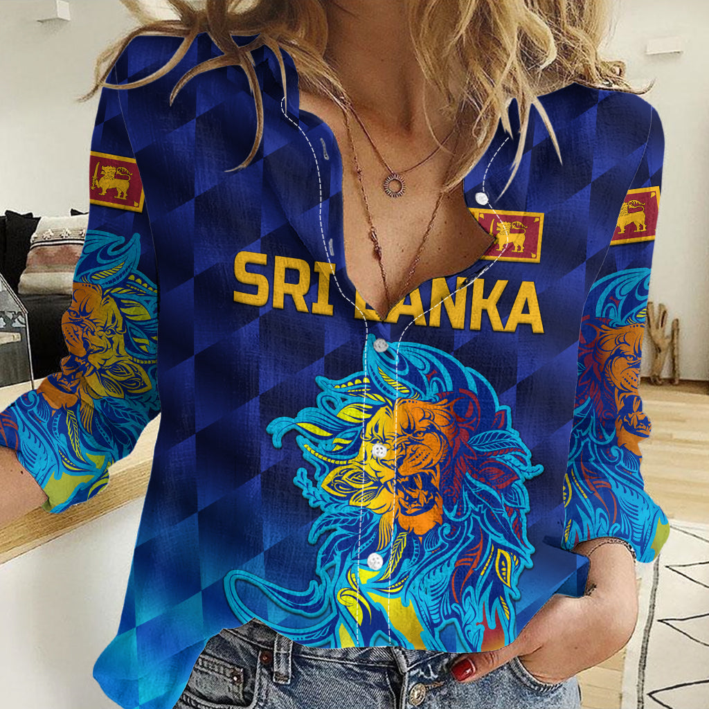 (Custom Personalised) Sri Lanka Cricket Women Casual Shirt The Lions Pride Version - Blue LT8 - Shopicos