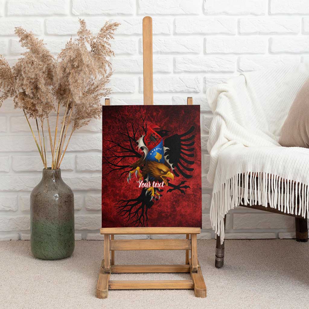 Personalized Kosova Albanian Roots Canvas Wall Art Kosova Albanian Eagle Flag - Shopicos