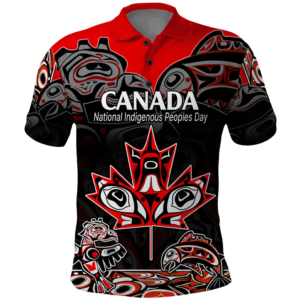 Canada National Aboriginal Day Polo Shirt Indigenous Art Stylization - Shopicos