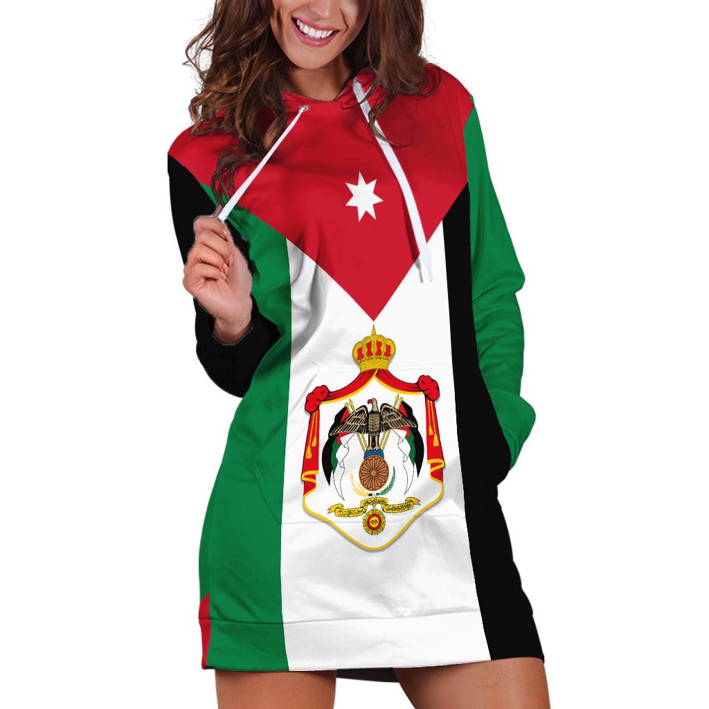 Hashemite Kingdom of Jordan Hoodie Dress Jordan Flag Style - Shopicos