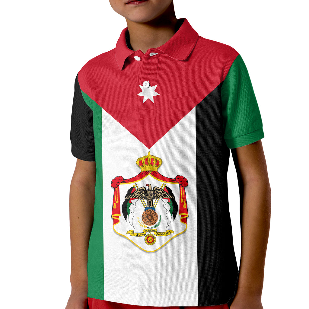Hashemite Kingdom of Jordan Polo Shirt for Kid Jordan Flag Style - Shopicos